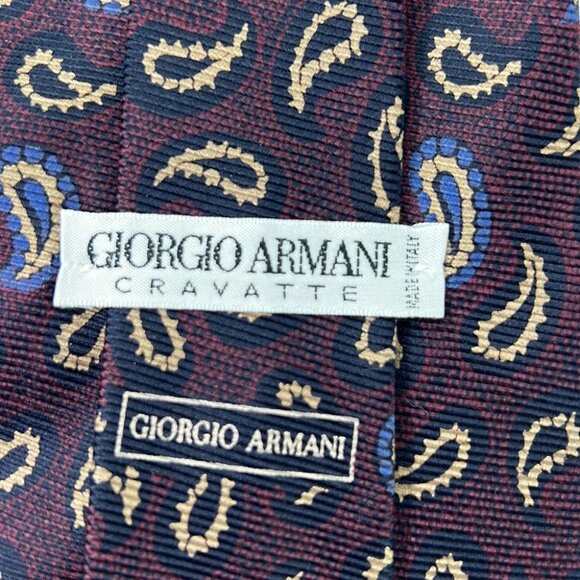 Giorgio Armani Cravatte Burgundy Paisley Silk Tie - Picture 5 of 5